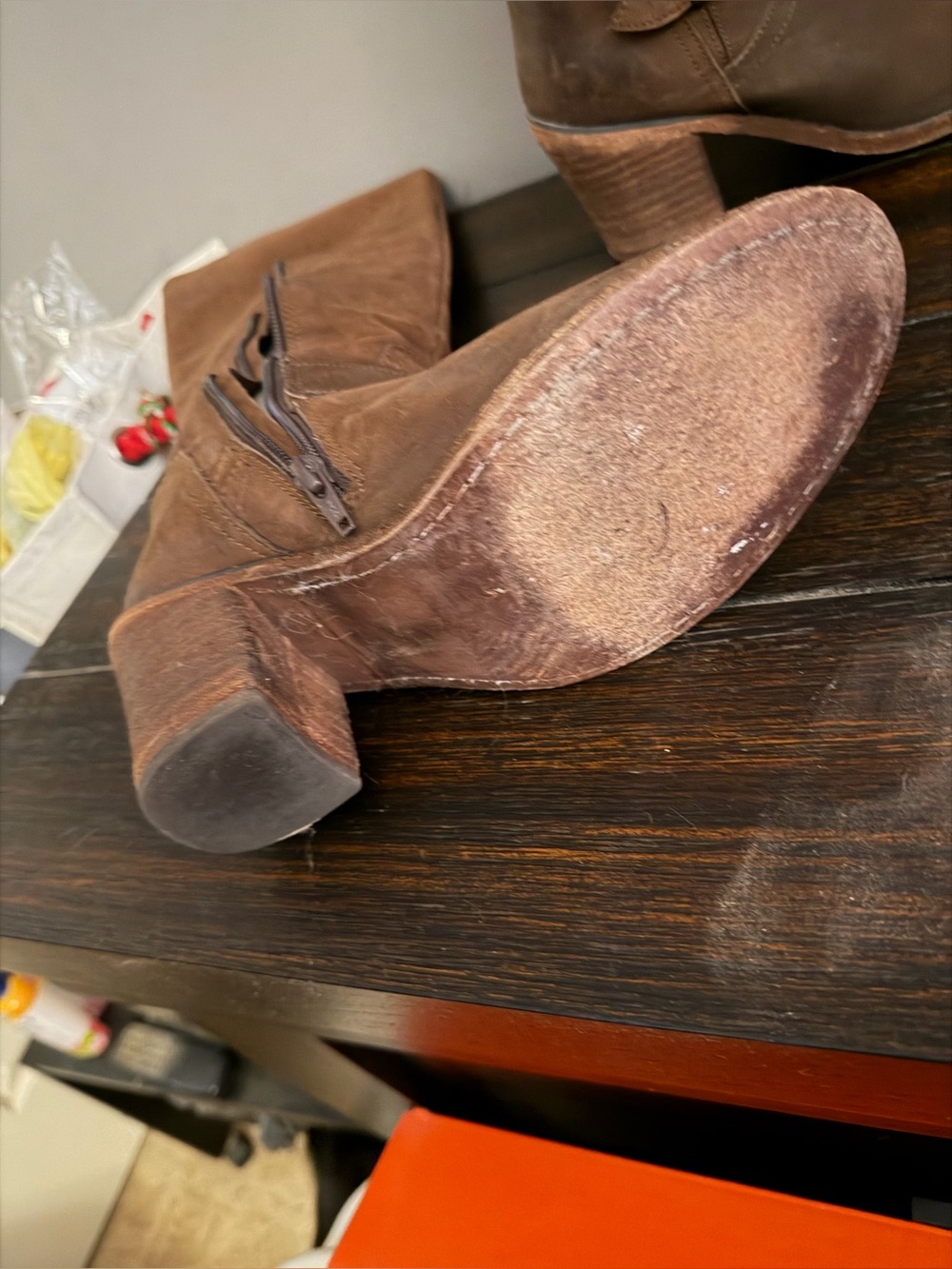 Women's Brown Suede Ankle Boots with Block Heel